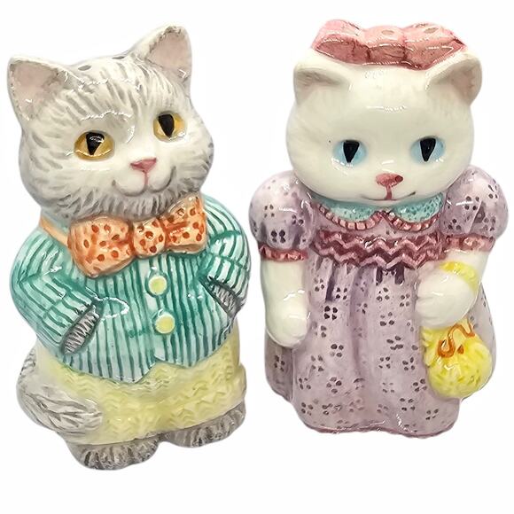 Country Purr-fection Cat Kitten Salt & Pepper Set Avon Vintage 1992 New in Box - Picture 10 of 12
